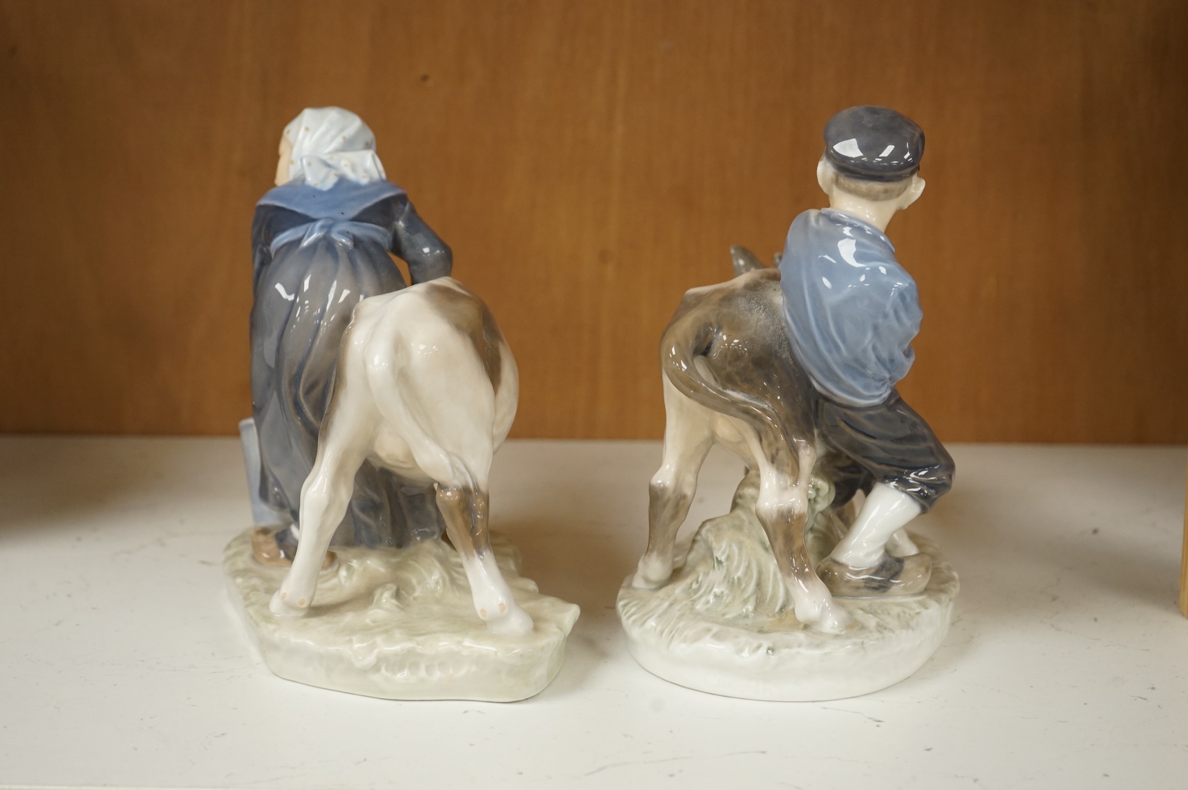 Two Royal Copenhagen porcelain figural groups, 20th century, 18cm wide